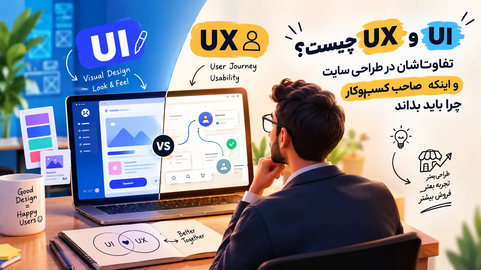 UI و UX چیست؟ تفاوتشان در طراحی سایت و اینکه صاحب کسبوکار چرا باید بداند